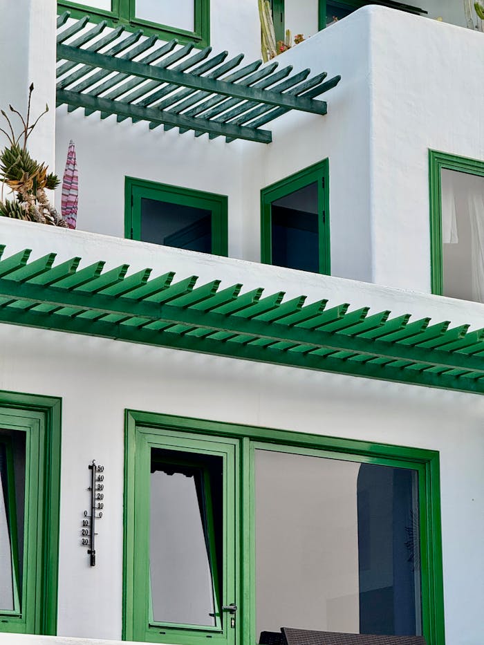 Unique white and green architectural design in Lanzarote, capturing the essence of island style.