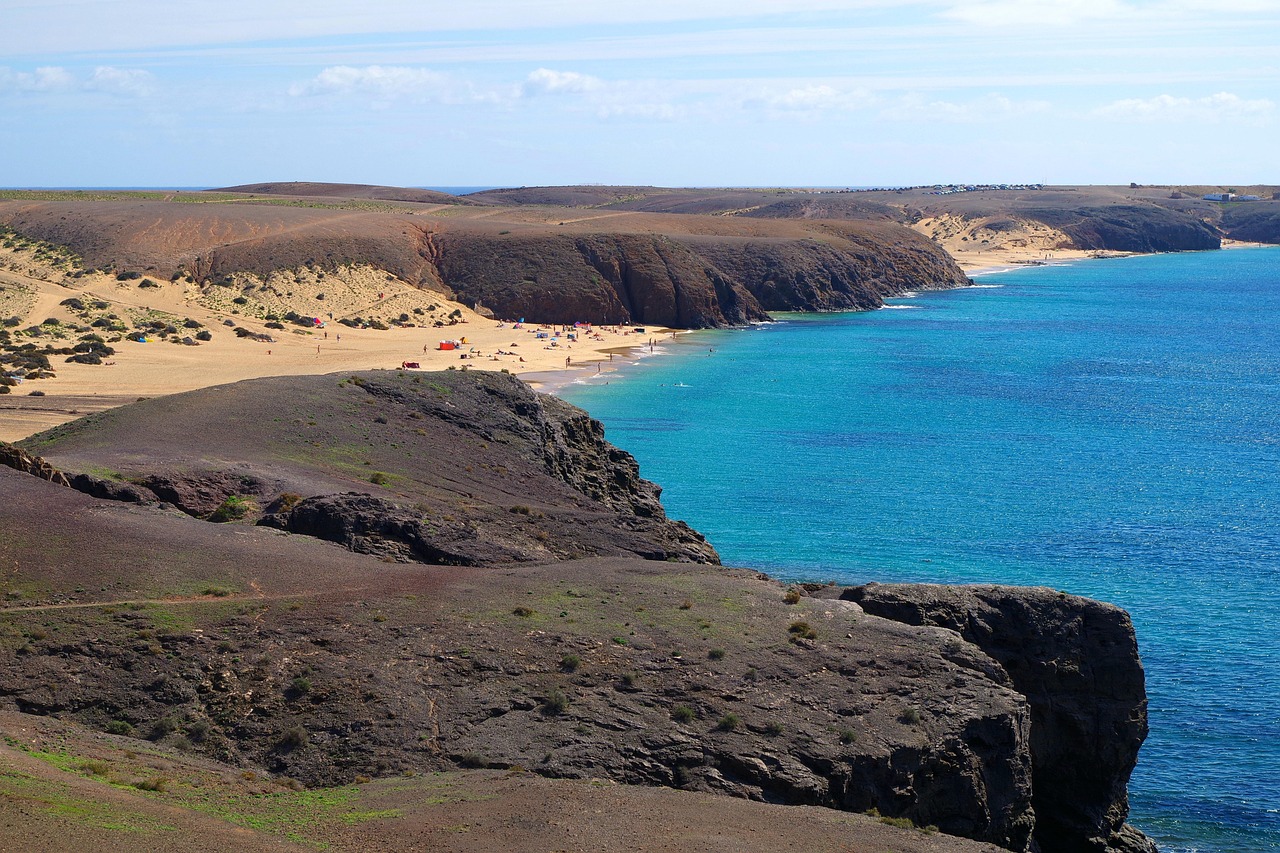 lanzarote, volcanic, nature, canary islands, spain, island, outlook, sea, water, coast, to travel, wild, stone, beach, bay, playa mujeres, rock, ocean, landscape, sand, riverbank, blue, scenic, vacations